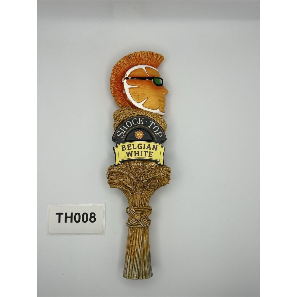 Shock Top Belgian White 2 Sided Draft Beer Tap Handle Tapper Mancave Bar Pub